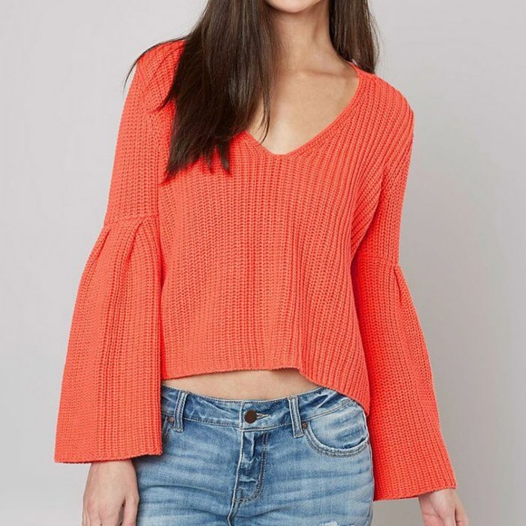 Free People Damsel Ribbed Pullover Sweater Coral - Picture 6 of 8